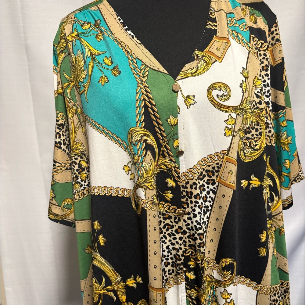 Y2K Elegant Women's Baroque Pattern Top. Vibrant, Colorful and Sophisticated! - Picture 2 of 5